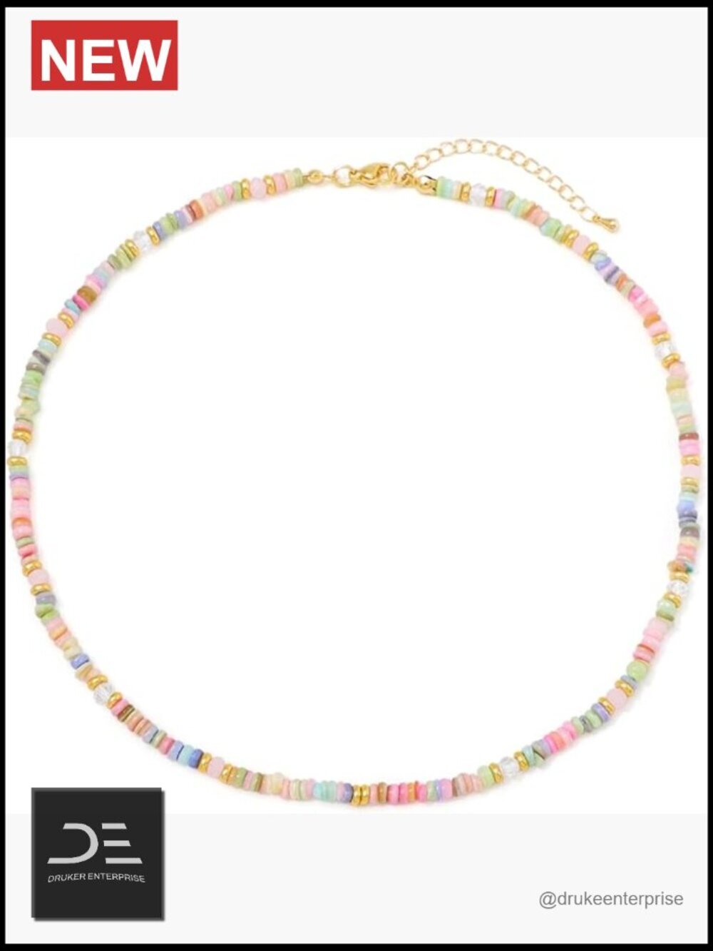 Bohemian Gemstone Choker Necklace with Crystal & Natural Stone Beads - Unisex